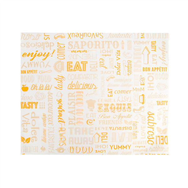 Carta Antrigrasso Basket Parole arancio 32gr 31X38 CM. /1000PZ. cod. 229.65 - Italia Soft